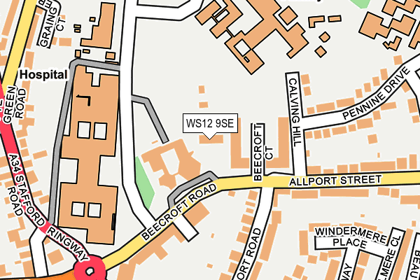 WS12 9SE map - OS OpenMap – Local (Ordnance Survey)