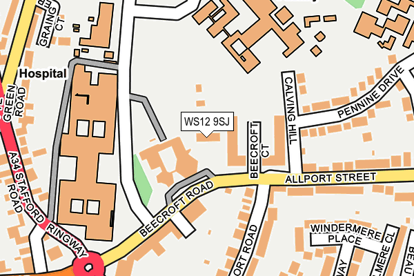 WS12 9SJ map - OS OpenMap – Local (Ordnance Survey)