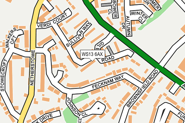 WS13 6AX map - OS OpenMap – Local (Ordnance Survey)