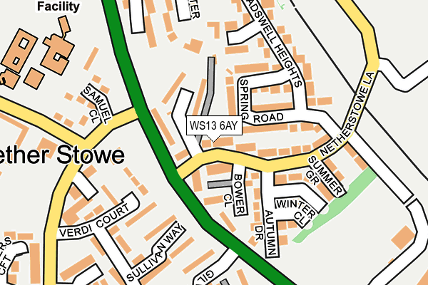 WS13 6AY map - OS OpenMap – Local (Ordnance Survey)