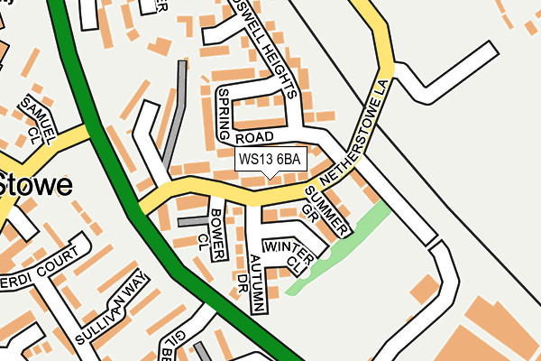 WS13 6BA map - OS OpenMap – Local (Ordnance Survey)