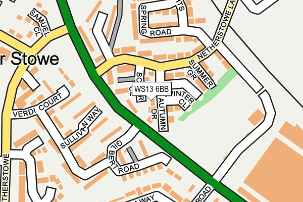 WS13 6BB map - OS OpenMap – Local (Ordnance Survey)