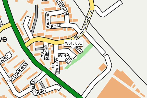 WS13 6BE map - OS OpenMap – Local (Ordnance Survey)