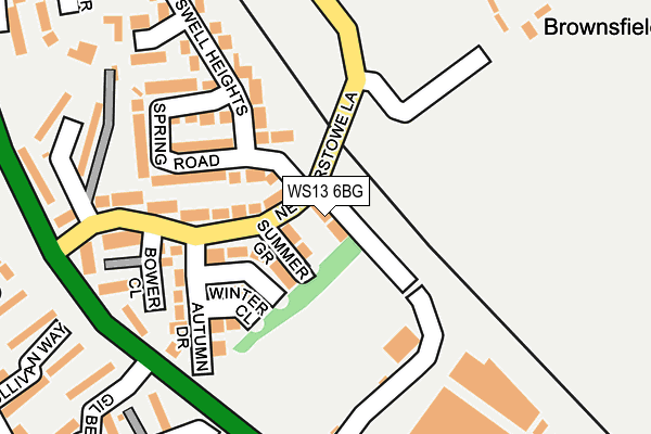 WS13 6BG map - OS OpenMap – Local (Ordnance Survey)