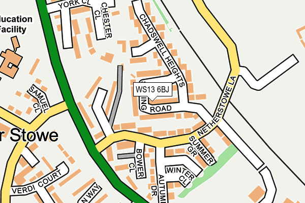 WS13 6BJ map - OS OpenMap – Local (Ordnance Survey)