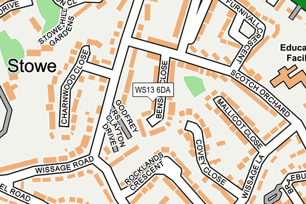 WS13 6DA map - OS OpenMap – Local (Ordnance Survey)