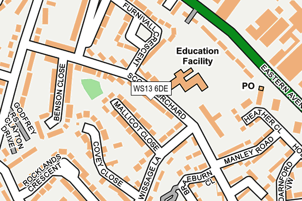 WS13 6DE map - OS OpenMap – Local (Ordnance Survey)
