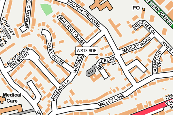 WS13 6DF map - OS OpenMap – Local (Ordnance Survey)