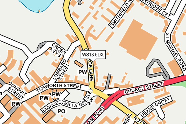 WS13 6DX map - OS OpenMap – Local (Ordnance Survey)