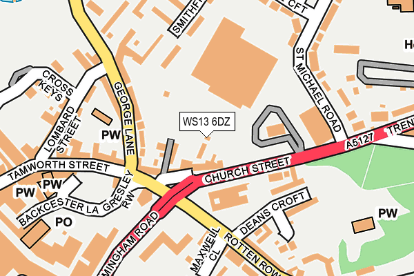WS13 6DZ map - OS OpenMap – Local (Ordnance Survey)