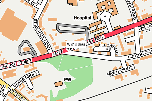 WS13 6EG map - OS OpenMap – Local (Ordnance Survey)