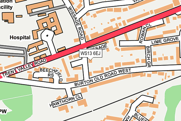 WS13 6EJ map - OS OpenMap – Local (Ordnance Survey)