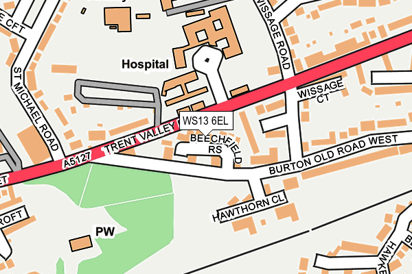 WS13 6EL map - OS OpenMap – Local (Ordnance Survey)