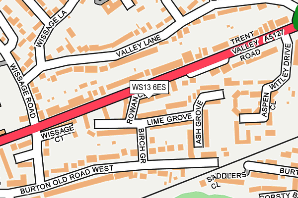 WS13 6ES map - OS OpenMap – Local (Ordnance Survey)