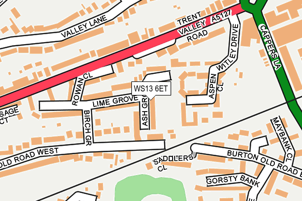 WS13 6ET map - OS OpenMap – Local (Ordnance Survey)