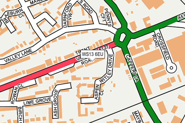 WS13 6EU map - OS OpenMap – Local (Ordnance Survey)