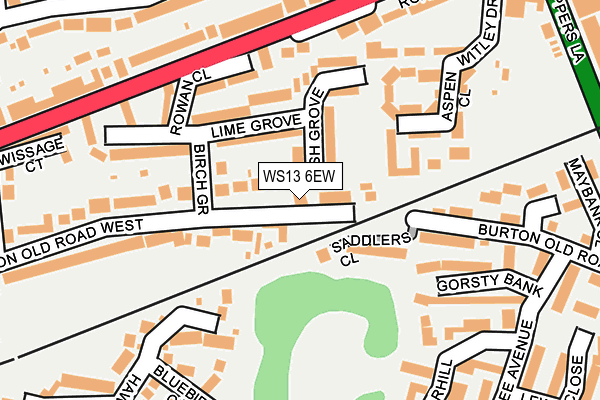 WS13 6EW map - OS OpenMap – Local (Ordnance Survey)