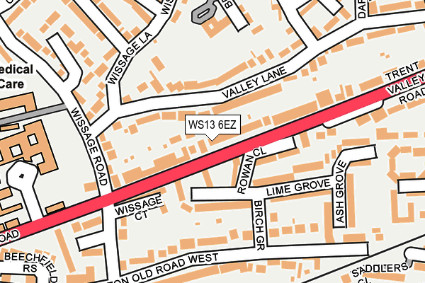 WS13 6EZ map - OS OpenMap – Local (Ordnance Survey)