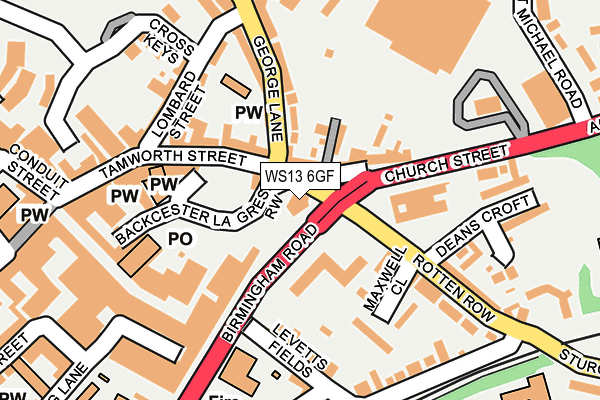 WS13 6GF map - OS OpenMap – Local (Ordnance Survey)