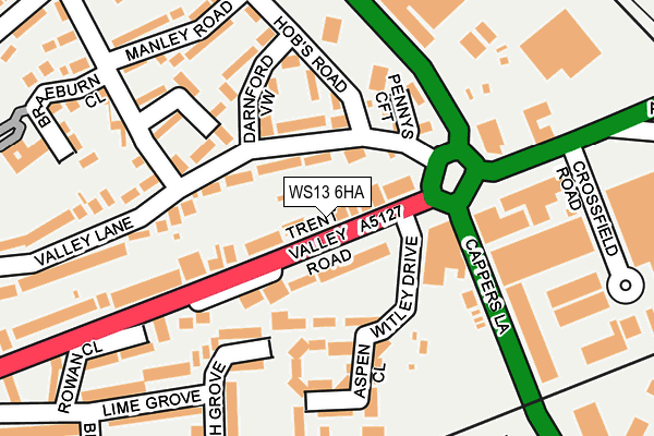WS13 6HA map - OS OpenMap – Local (Ordnance Survey)