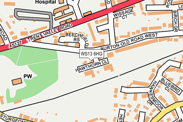 WS13 6HG map - OS OpenMap – Local (Ordnance Survey)
