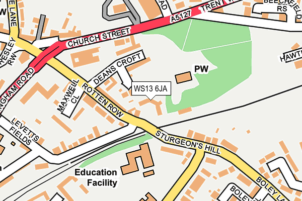 WS13 6JA map - OS OpenMap – Local (Ordnance Survey)