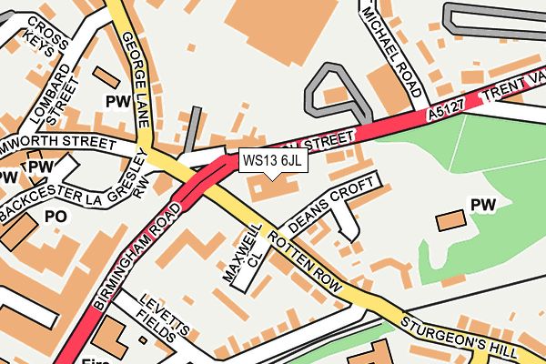 WS13 6JL map - OS OpenMap – Local (Ordnance Survey)