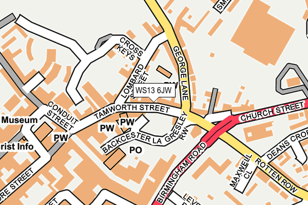 WS13 6JW map - OS OpenMap – Local (Ordnance Survey)