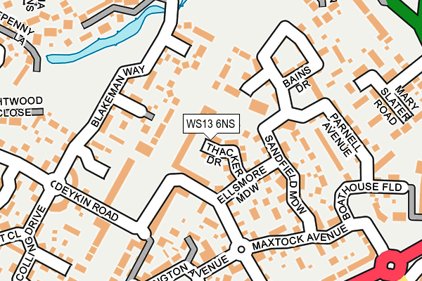 WS13 6NS map - OS OpenMap – Local (Ordnance Survey)