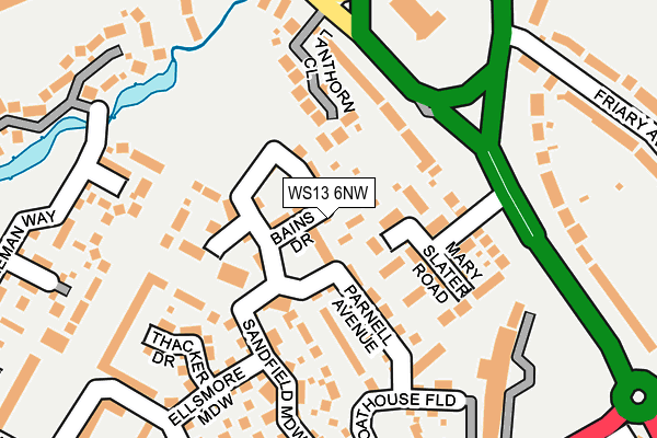 WS13 6NW map - OS OpenMap – Local (Ordnance Survey)