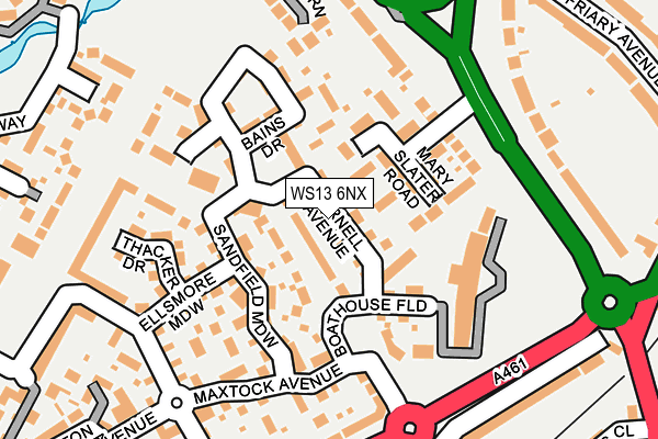 WS13 6NX map - OS OpenMap – Local (Ordnance Survey)