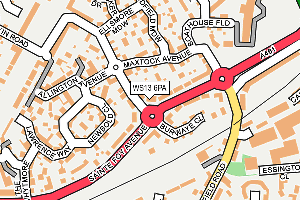 WS13 6PA map - OS OpenMap – Local (Ordnance Survey)