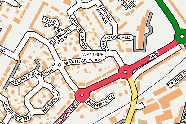 WS13 6PE map - OS OpenMap – Local (Ordnance Survey)