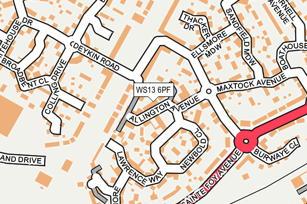 WS13 6PF map - OS OpenMap – Local (Ordnance Survey)