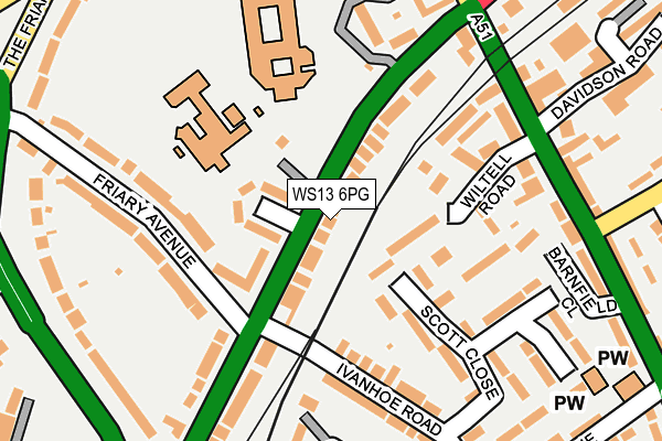 WS13 6PG map - OS OpenMap – Local (Ordnance Survey)