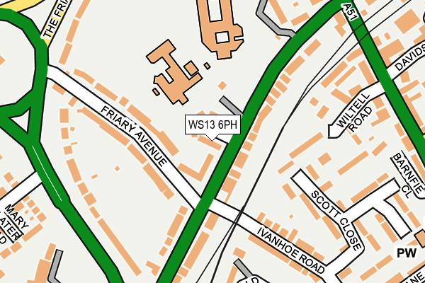 WS13 6PH map - OS OpenMap – Local (Ordnance Survey)