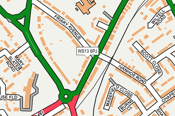 WS13 6PJ map - OS OpenMap – Local (Ordnance Survey)