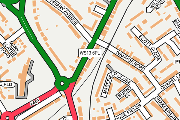 WS13 6PL map - OS OpenMap – Local (Ordnance Survey)