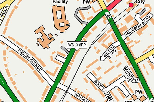 WS13 6PP map - OS OpenMap – Local (Ordnance Survey)