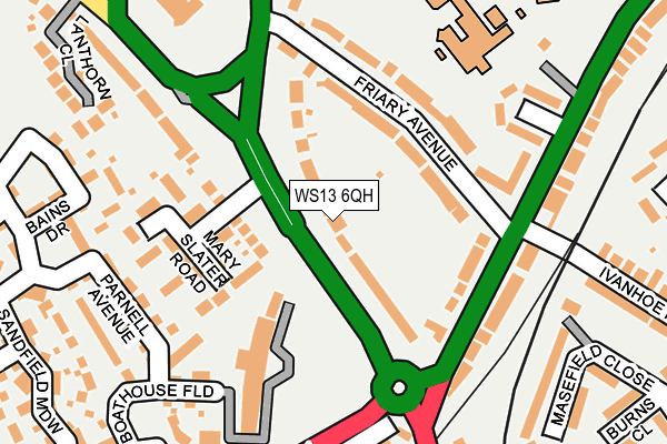 WS13 6QH map - OS OpenMap – Local (Ordnance Survey)