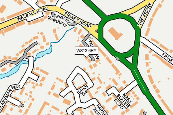 WS13 6RY map - OS OpenMap – Local (Ordnance Survey)