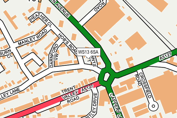 WS13 6SA map - OS OpenMap – Local (Ordnance Survey)