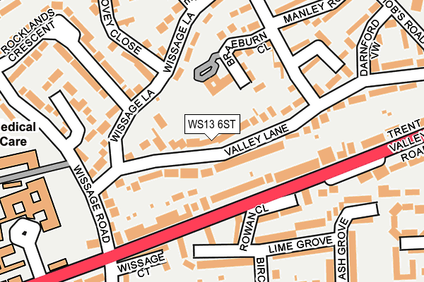 WS13 6ST map - OS OpenMap – Local (Ordnance Survey)