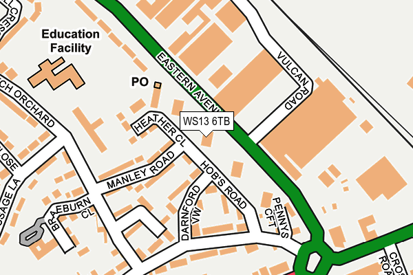 WS13 6TB map - OS OpenMap – Local (Ordnance Survey)