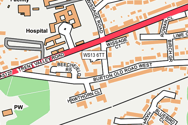WS13 6TT map - OS OpenMap – Local (Ordnance Survey)