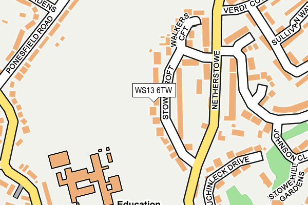 WS13 6TW map - OS OpenMap – Local (Ordnance Survey)