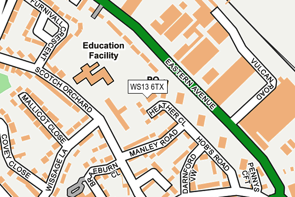 WS13 6TX map - OS OpenMap – Local (Ordnance Survey)