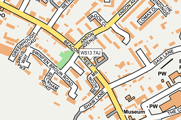 WS13 7AJ map - OS OpenMap – Local (Ordnance Survey)