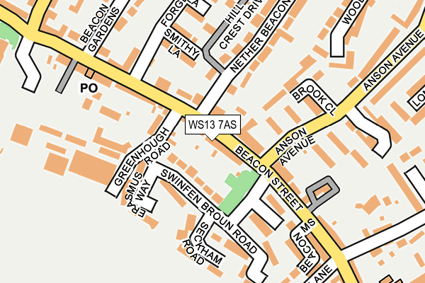 WS13 7AS map - OS OpenMap – Local (Ordnance Survey)