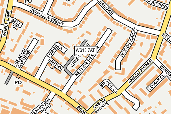 WS13 7AT map - OS OpenMap – Local (Ordnance Survey)